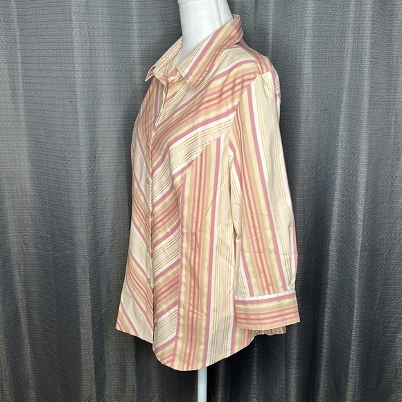 APOSTROPHE STRETCH ROSE GOLD BUTTON FRONT BLOUSE SIZE XL - Picture 6 of 8